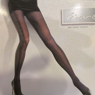 FIORE LIDEA BLACK W/ MELANGE DESIGN ON SIDES PANTYHOSE TIGHTS SMALL ,MEDIUM